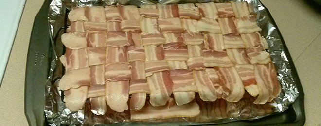 crust of bacon weave pizza